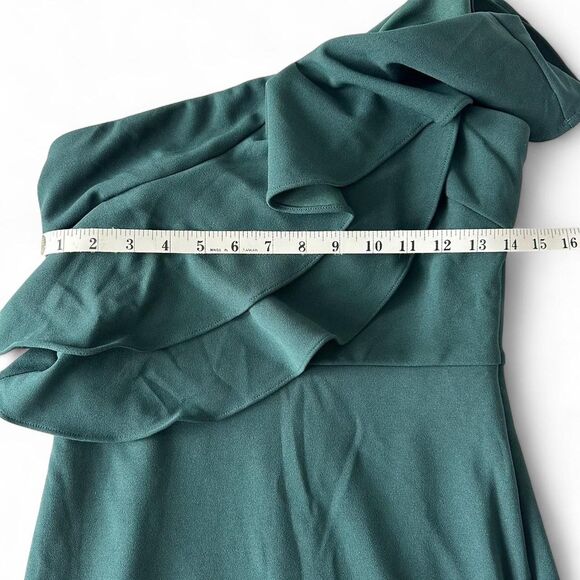Lulus Grand Beauty Emerald Ruffled One-Shoulder Mermaid Maxi Dress Small - Picture 4 of 8